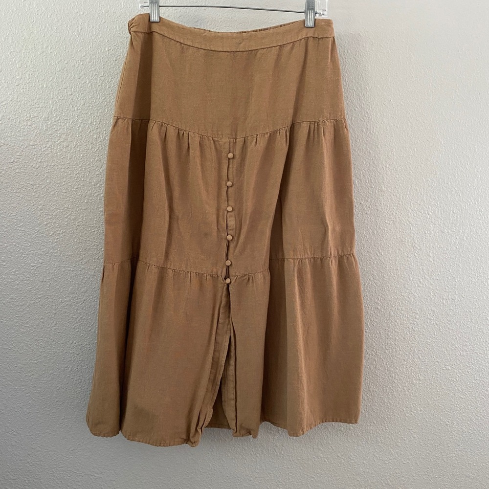 Tan Tiered Skirt Large Cottagecore Western Cowgirl Fairycore Summer Peasant